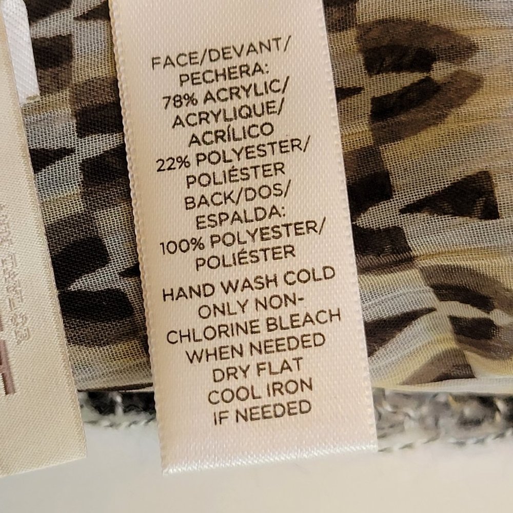 LOFT Dark Navy Blue, Grey and Tan Infinity Scarf, 2 sided, NWOT - Picture 12 of 14